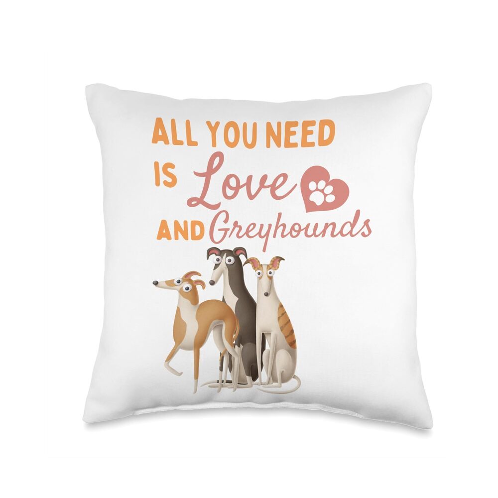 2231 All you Need is Love & Greyhounds Pretty & Funny Dog Design Throw